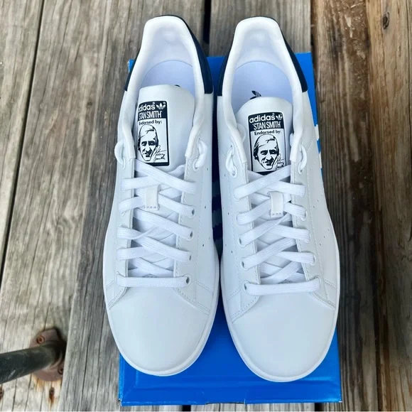 Adidas Stan Smith Sneakers - White/Navy - Men’s Size 9 - Picture 6 of 12